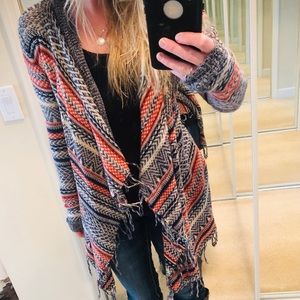 Fringe Print Cardigan 🍁
